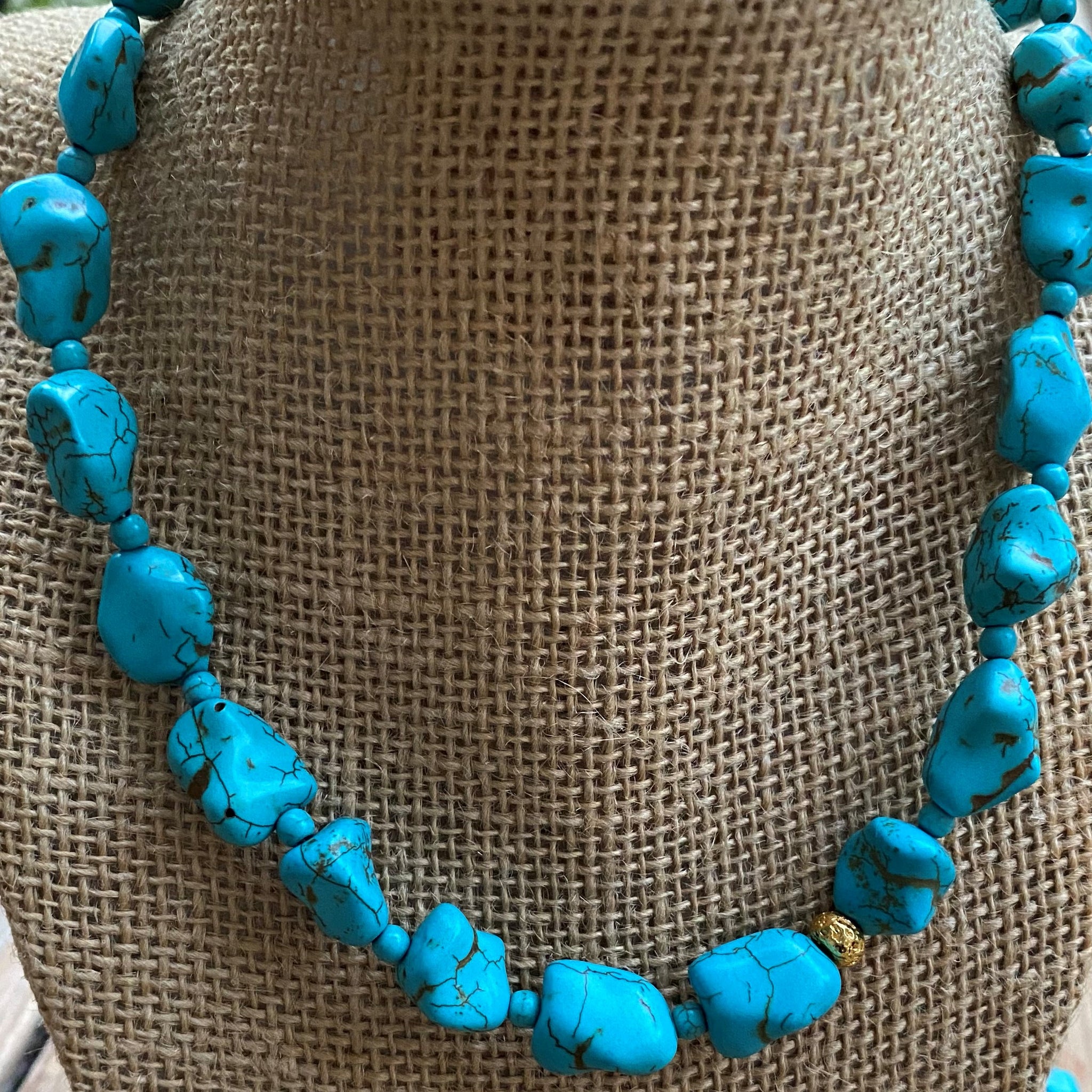 Buy Triple Strand Turquoise Necklace. Matching Earrings. Turquoise Coin  Necklace. Chunky Turquoise. Southwest Necklace. Online in India - Etsy